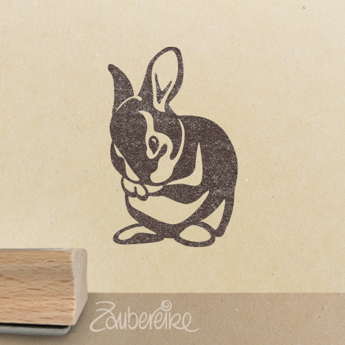 Stempelmotiv Kaninchen das sich putzt