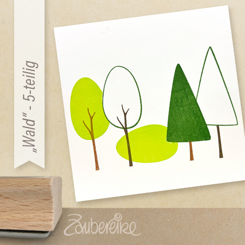 Das Zaubereike Stempelset "Wald", gestempeltes Beispiel