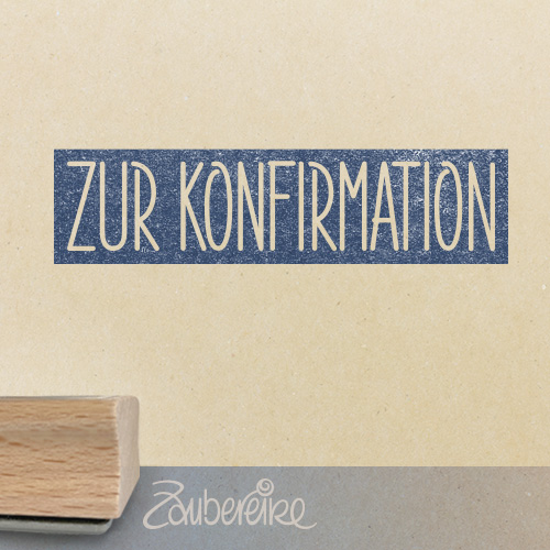 Textstempel - Zur Konfirmation in Satzschrift auf Farbfeld