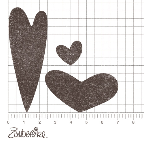 Die drei Motive des Zaubereike-Stempelsets "Valentine"