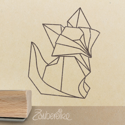 Motivstempel - Origami-Fuchs, sitzend