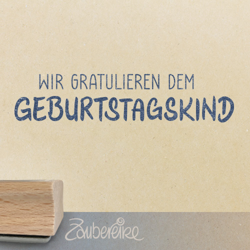 Textstempel "Wir gratulieren dem Geburtstagskind"