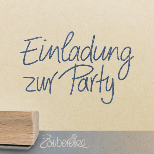 Textstempel - Einladung zur Party in Handschrift