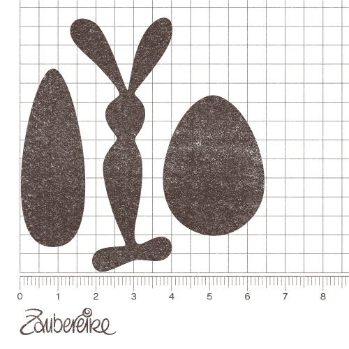 Die drei Motive des Zaubereike-Stempelsets "Ostern"