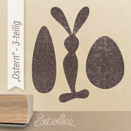 Die drei Motive des Zaubereike-Stempelsets "Ostern"