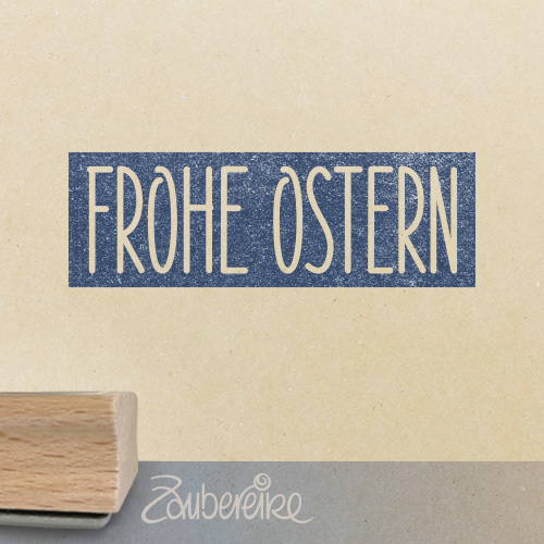 Textstempel - Frohe Ostern in Satzschrift auf Farbfeld