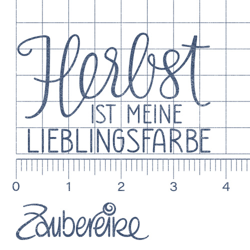 Textstempel Textstempel in Versalien  mit handschriftlichem Wort "Herbst"