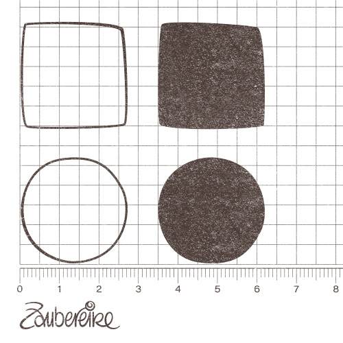 Die vier Motive des Zaubereike-Stempelsets "Basics"