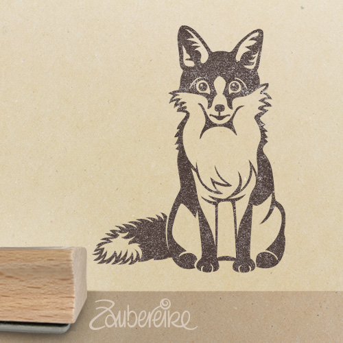 Stempelmotiv sitzender Fuchs von vorne