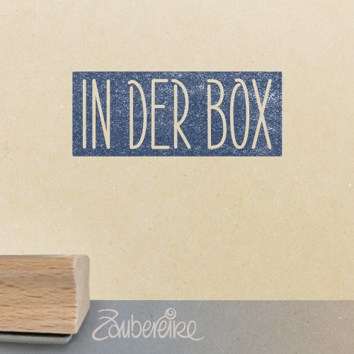 Textstempel - In der Box in Satzschrift auf Farbfeld