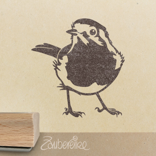 Stempelmotiv Rotkehlchen von vorne