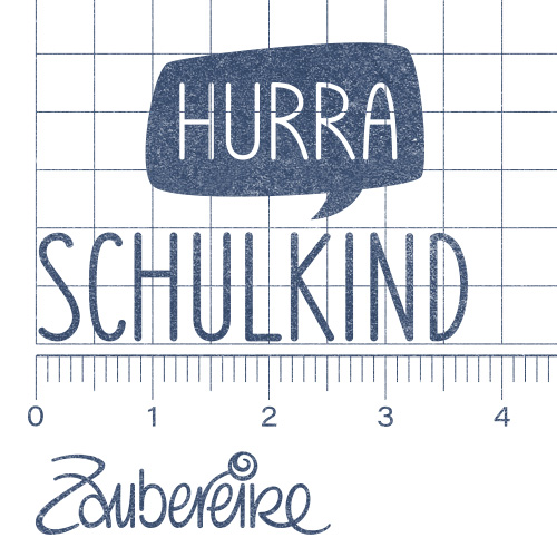 Textstempel-Motiv Hurra Schulkind