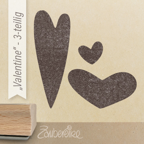 Die drei Motive des Zaubereike-Stempelsets "Valentine"