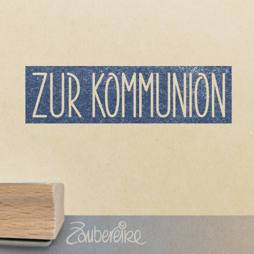 Textstempel - Zur Kommunion in Satzschrift auf Farbfeld